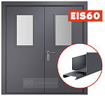 Дверь противопожарная двупольная остекленная ДПМ EIS-60 (порог 14 мм)