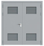 Дверь техническая двупольная глухая ДМ2-П2 левая с вентиляционной решеткой