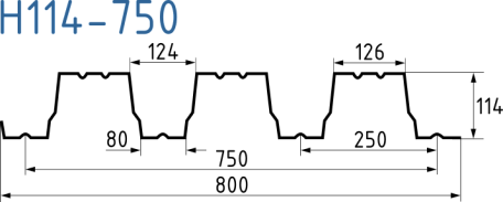 Схема Профнастил H114-750 0,80 мм светлая слоновая кость