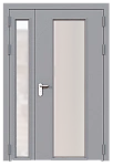 Дверь техническая полуторная остекленная ДМО2-П2 правая с выпадающим порогом