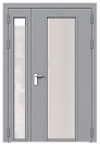 Дверь техническая полуторная остекленная ДМО2-П2 правая с выпадающим порогом