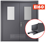 Дверь противопожарная двупольная остекленная ДПМ EI-60 (порог 14 мм)