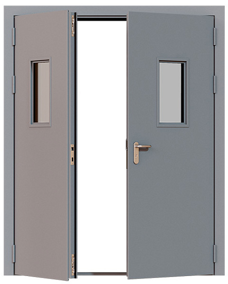 Дверь техническая двупольная остекленная ДМО2-П3 правая (порог 14 мм)