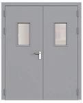 Дверь техническая двупольная остекленная ДМО2-П3 левая (порог 14 мм)