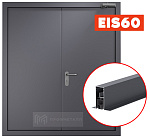 Дверь противопожарная двупольная глухая ДПМ EIS-60 с выпадающим порогом