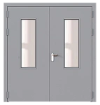 Дверь техническая двупольная остекленная ДМО2-П2 правая с выпадающим порогом