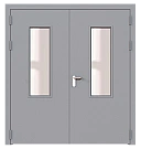 Дверь техническая двупольная остекленная ДМО2-П2 правая с выпадающим порогом