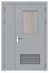 Дверь техническая полуторная остекленная ДМО2-П2 правая с вентиляционной решеткой