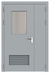 Дверь техническая полуторная остекленная ДМО2-П2 левая с вентиляционной решеткой