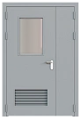 Дверь техническая полуторная остекленная ДМО2-П2 левая с вентиляционной решеткой
