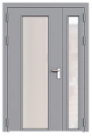 Дверь техническая полуторная остекленная ДМО2-П2 левая с выпадающим порогом