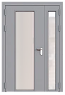 Дверь техническая полуторная остекленная ДМО2-П2 левая с выпадающим порогом