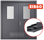 Дверь противопожарная двупольная остекленная ДПМ EIS-60