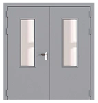 Дверь техническая двупольная остекленная ДМО2-П2 левая с выпадающим порогом