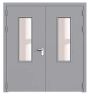 Дверь техническая двупольная остекленная ДМО2-П2 левая с выпадающим порогом