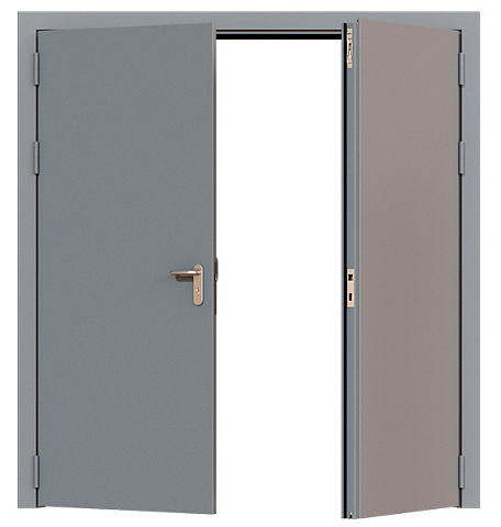 Дверь техническая двупольная глухая ДМ2-П2 левая с выпадающим порогом