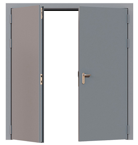 Дверь техническая двупольная глухая ДМ2-П2 правая с выпадающим порогом